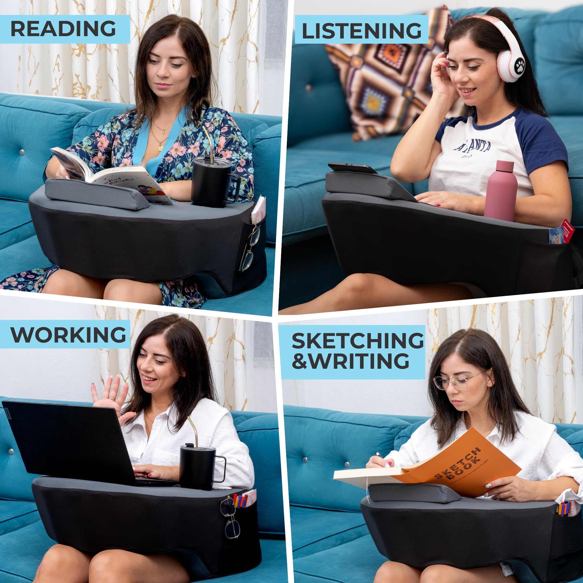 SOULE Memory Foam Reading Pillow - Multi-Purpose Support for Back, Neck & Lumbar | Perfect for Reading, Gaming, Working on Bed/Couch | Compatible with Laptop, iPad, Nintendo Switch | Home Office & Relaxation Essential
