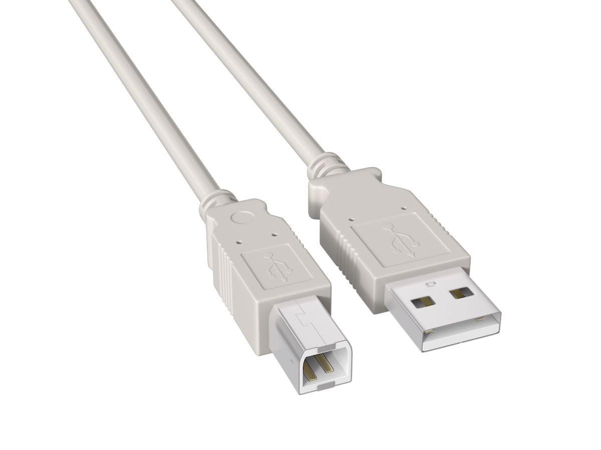 CableLeader 15ft USB 2.0 Printer Cable - A Male to B Male High Speed Data Sync Cord for Printers, Scanners & Audio Interfaces | Durable White USB Cable for Office & Home Use