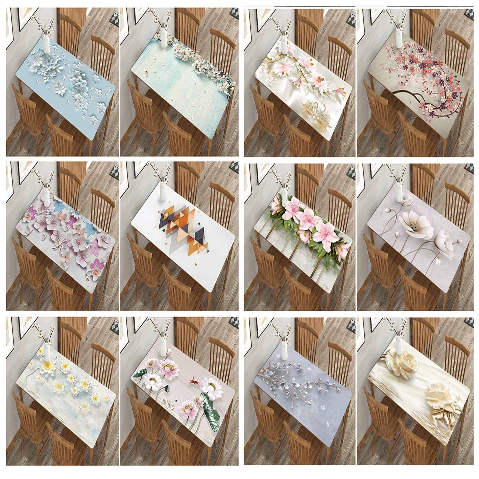 3D PVC Table Cover Protector - 1.5mm Thick Wipeable Plastic Tablecloth - Waterproof Desk Pad Mat for Dining Room, Office & Kitchen - 80x120cm (31x47 Inches) - Easy to Clean & Durable Surface Protection