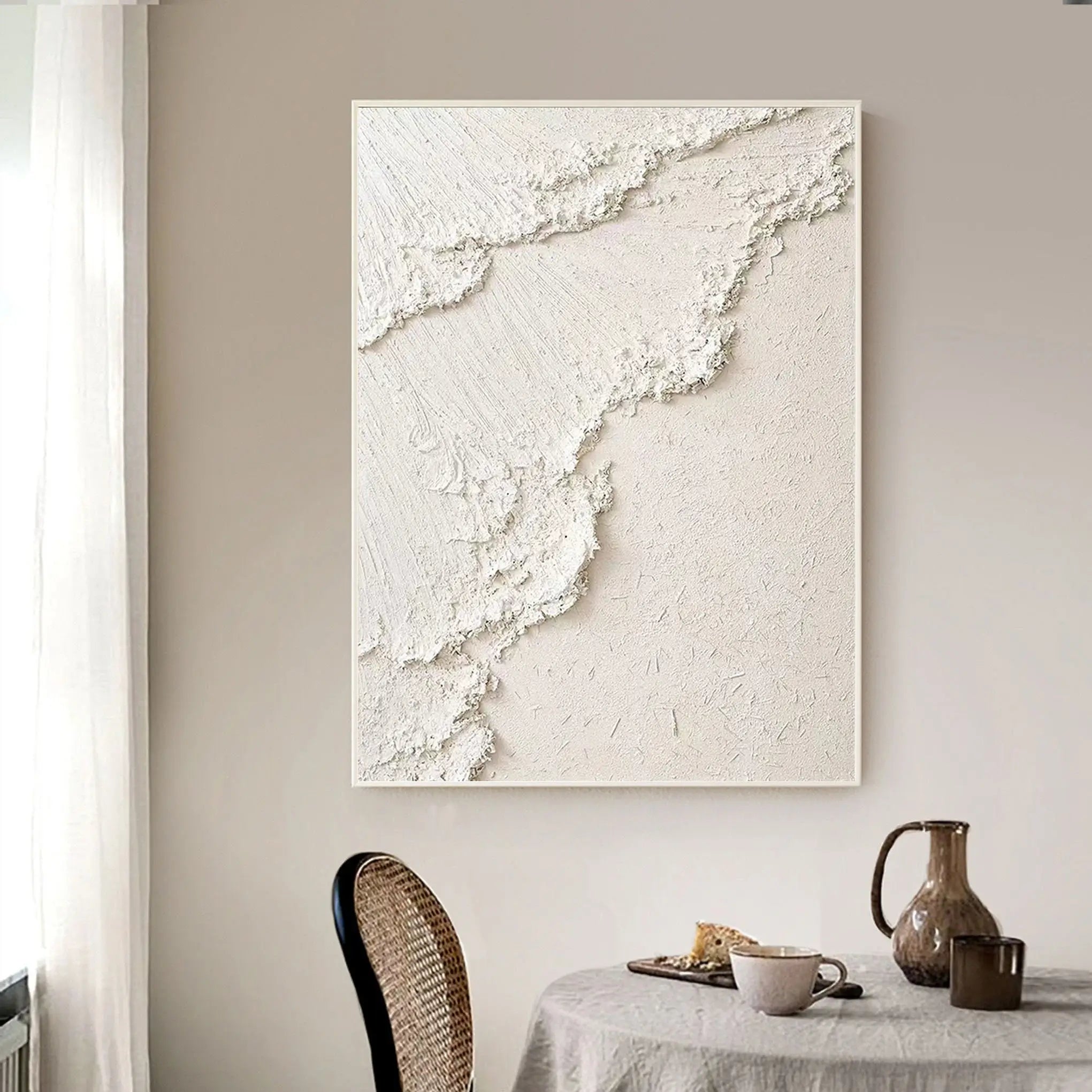 Minimalist Beige Textured Wall Art - Modern Abstract Canvas Painting for Living Room, Bedroom & Office Decor | #MM070