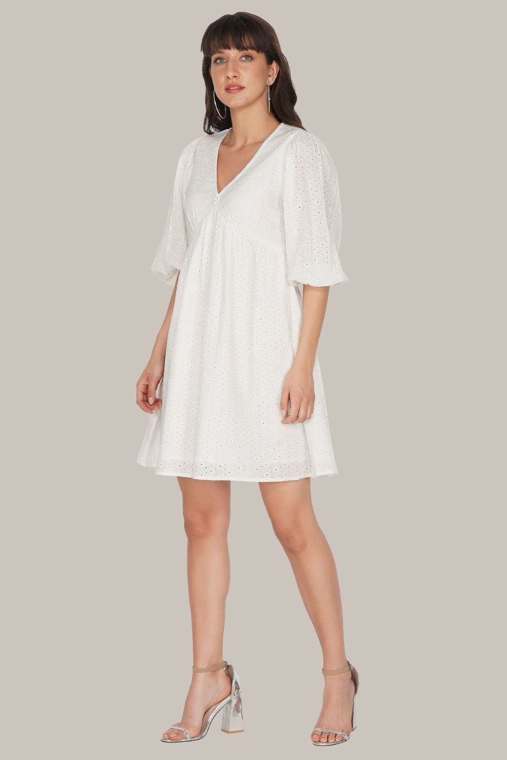 Kora Women's White Cotton Mini Dress - Casual Summer Sundress for Beach, Party & Everyday Wear
