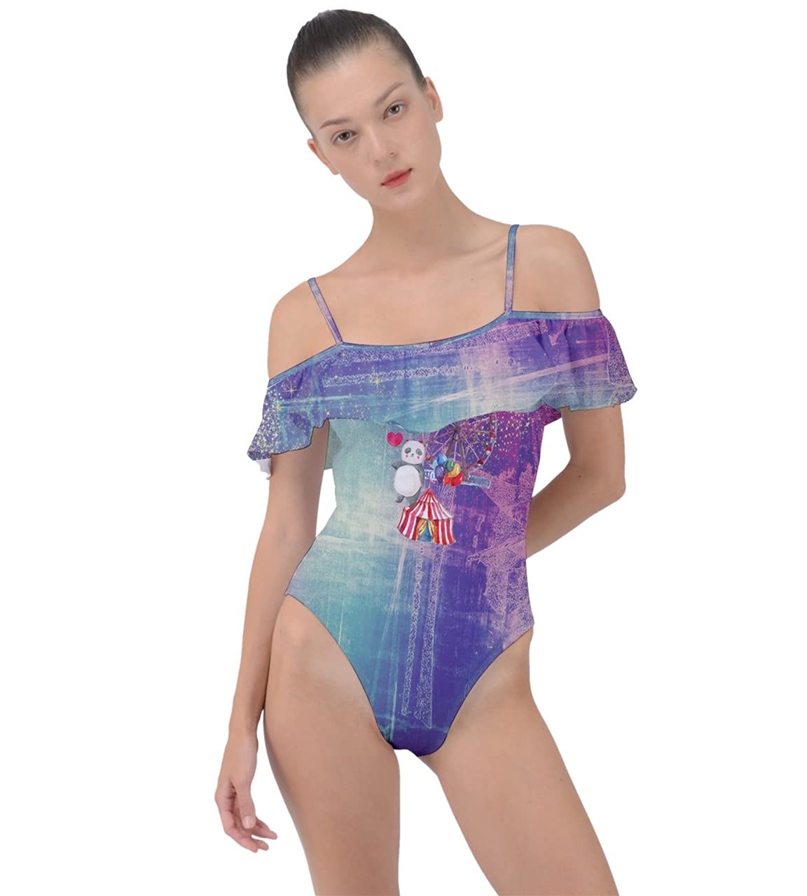 CowCow Women's One Piece Swimsuit with Cute Panda Print - Stylish Bathing Suit for Beach, Pool & Summer Vacations