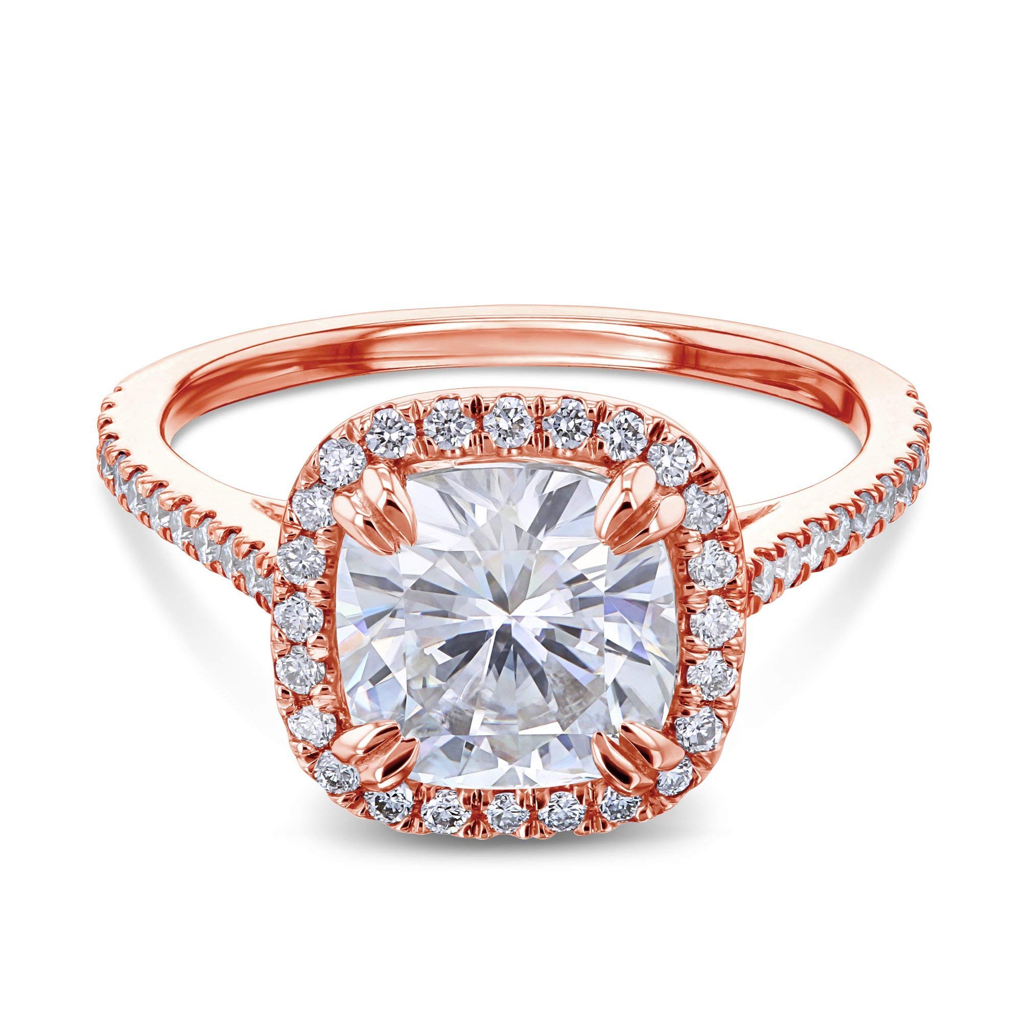Kobelli 2 Carat Cushion Cut Moissanite & Lab Diamond Halo Engagement Ring - Perfect for Proposals, Weddings & Anniversary Gifts