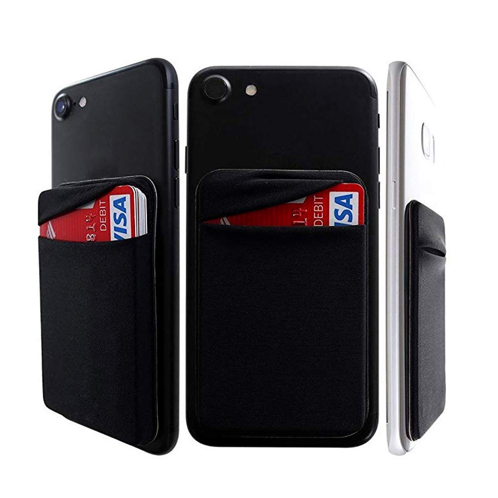 4 Pack Sticky Phone Card Holder - Adhesive Wallet for Credit Cards, ID & Cash - Stretchy Fabric Sleeves for Android Smartphones (Perfect for Gym, Travel & Everyday Use)