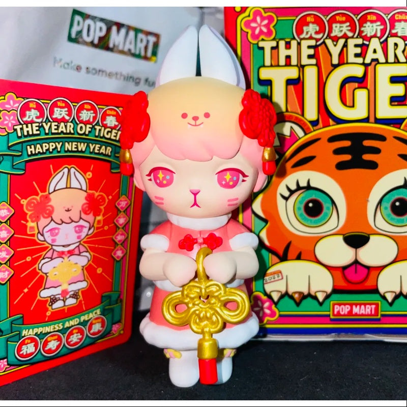 Pop Mart Bunny The Year of Tiger Series - Cute Collectible Figurine for Happiness & Peace | Perfect for Home Decor, Office Display, and Gift Giving