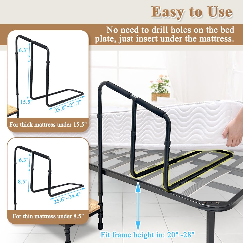 **Zelen Medical Bed Step Stool with Handle & Assist Bar - Safety Step Stool for Elderly & Adults, Fall Prevention for High Beds, Bedside Mobility Aid (Ideal for Seniors, Post-Surgery, and Home Care Use)**