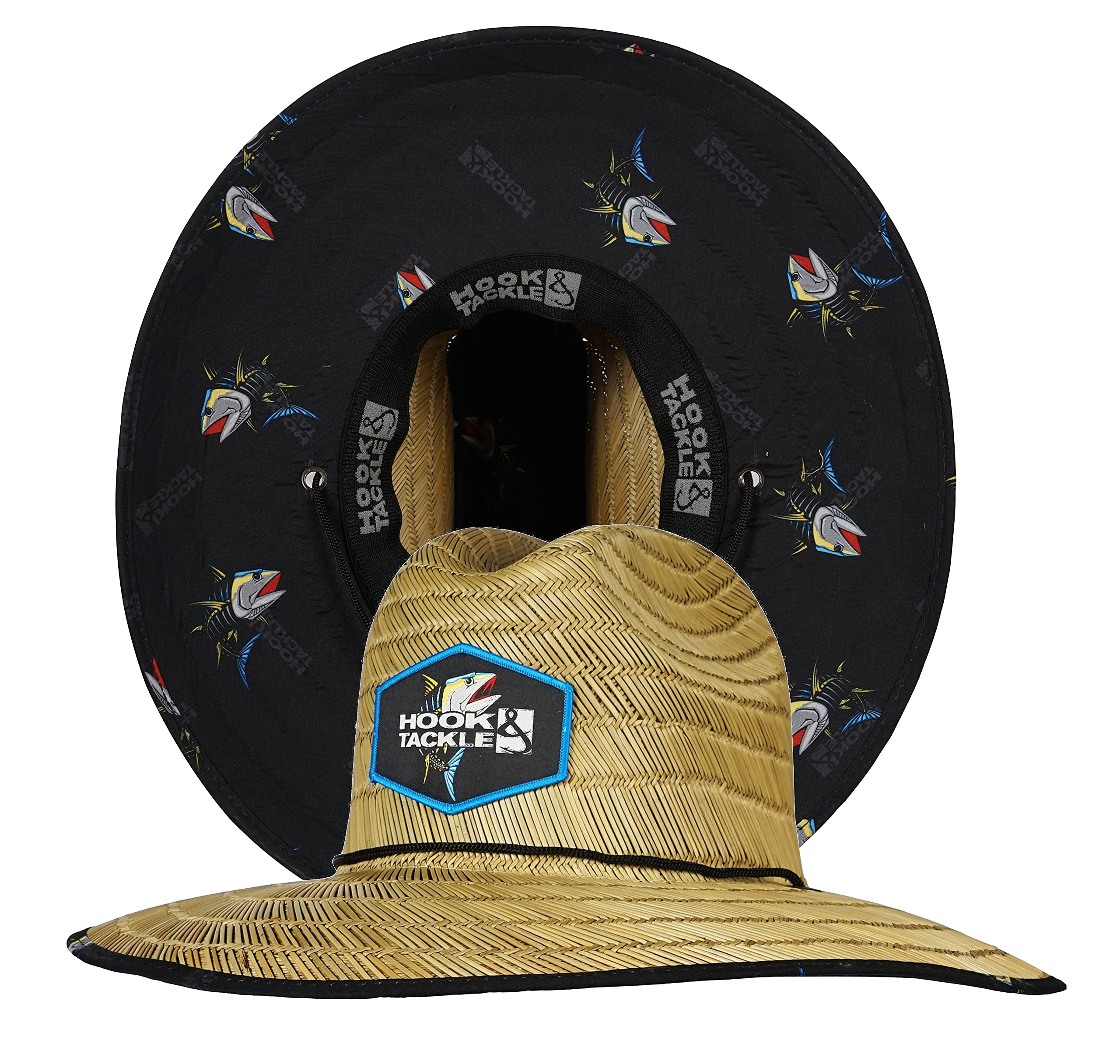 Hook & Tackle Tuna Lifeguard Fishing Hat - Breathable Stretch Fit Straw Sun Hat for Men & Women - Perfect for Saltwater Fishing, Beach Outings & Outdoor Adventures