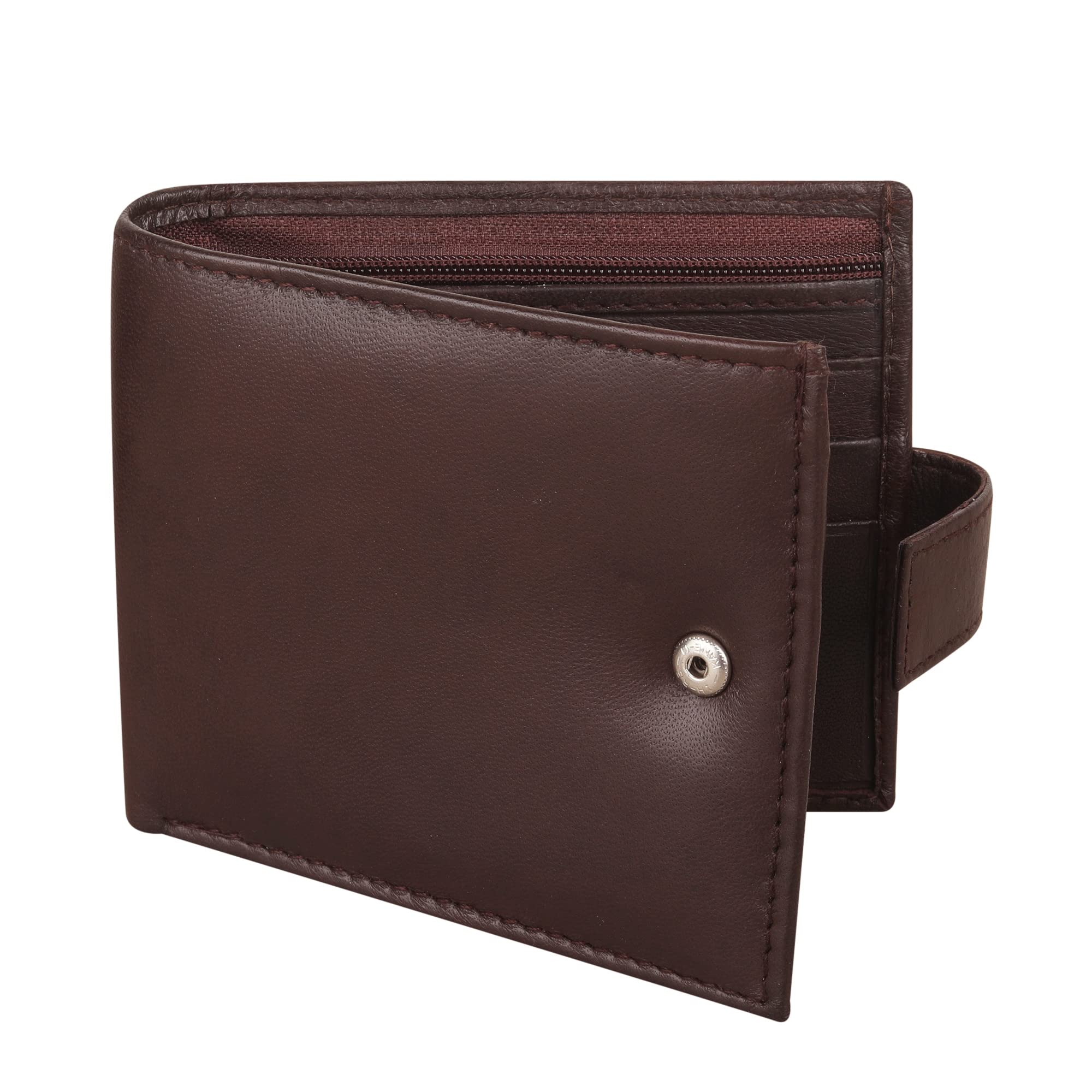 Genuine Leather Bifold Wallet for Men with ID Window & 2 Zip Pockets - Premium Brown RFID Blocking Slim Wallet - Perfect for Everyday Carry, Travel & Business