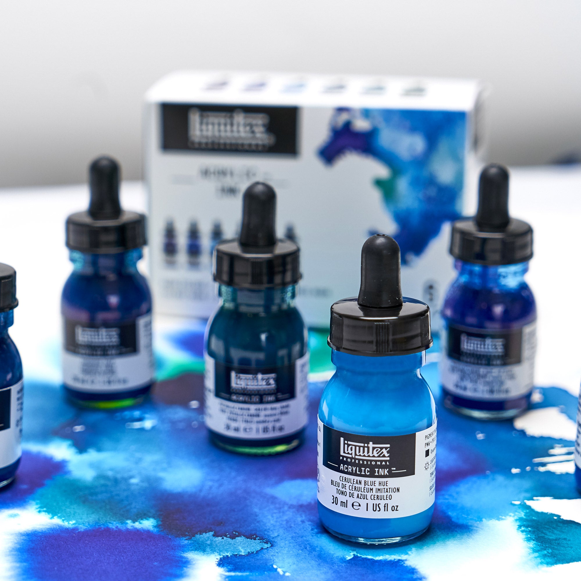 Premium Acrylic Ink Set - 6 Vibrant Aqua Colors (30ml Each) - Perfect for Watercolor Painting, Calligraphy, and DIY Art Projects