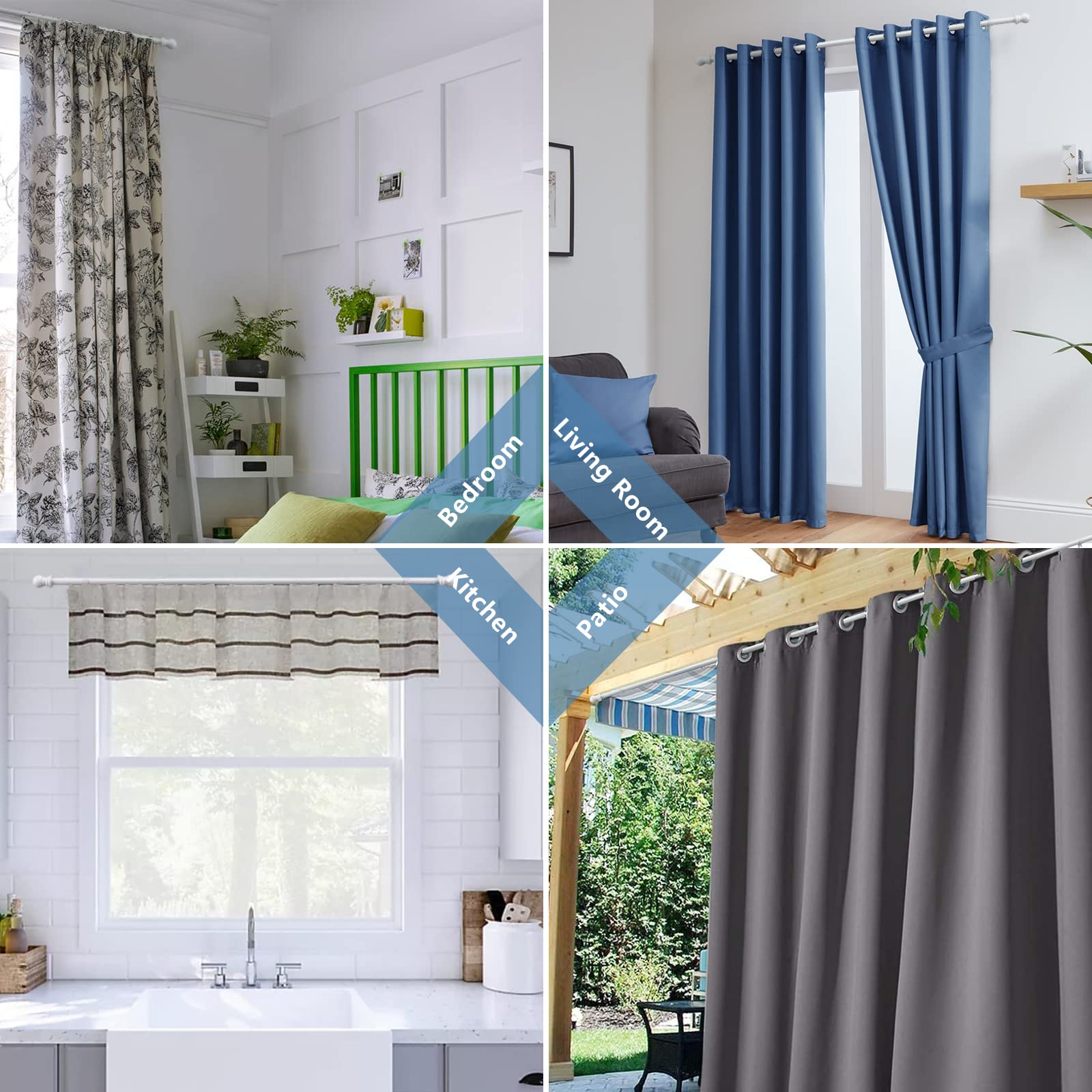 **Extra Long Heavy Duty Curtain Rods 120-170 Inches (10-14.2 ft) - 1