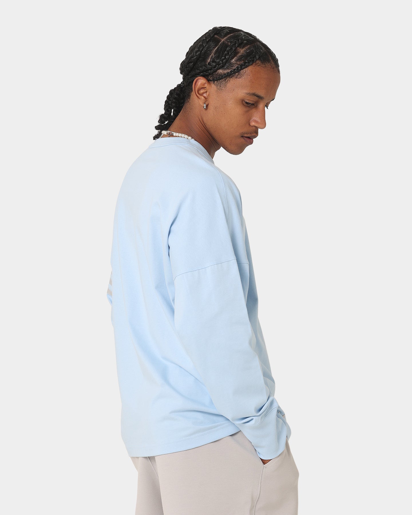 Adidas NeuClassics Long Sleeve T-Shirt for Men - Breathable Cotton Crewneck Tee in Clear Sky/Grey | Casual Wear, Gym, Street Style & Everyday Outfits