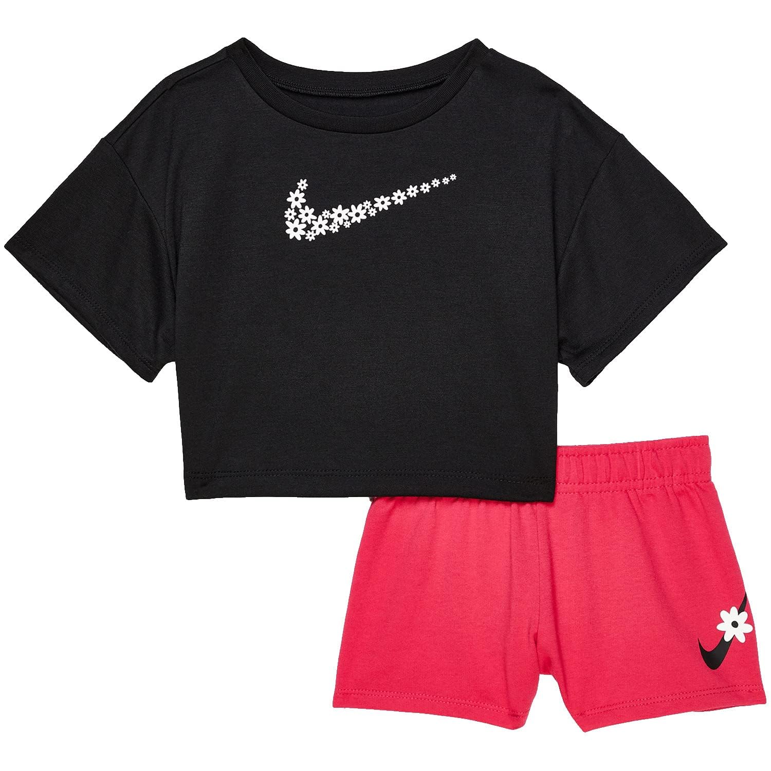 Nike Baby Girl's Daisy Print T-Shirt and Shorts 2-Piece Set (Infant 0-24 Months) - Cute Cotton Outfit for Playtime, Daycare & Family Photos