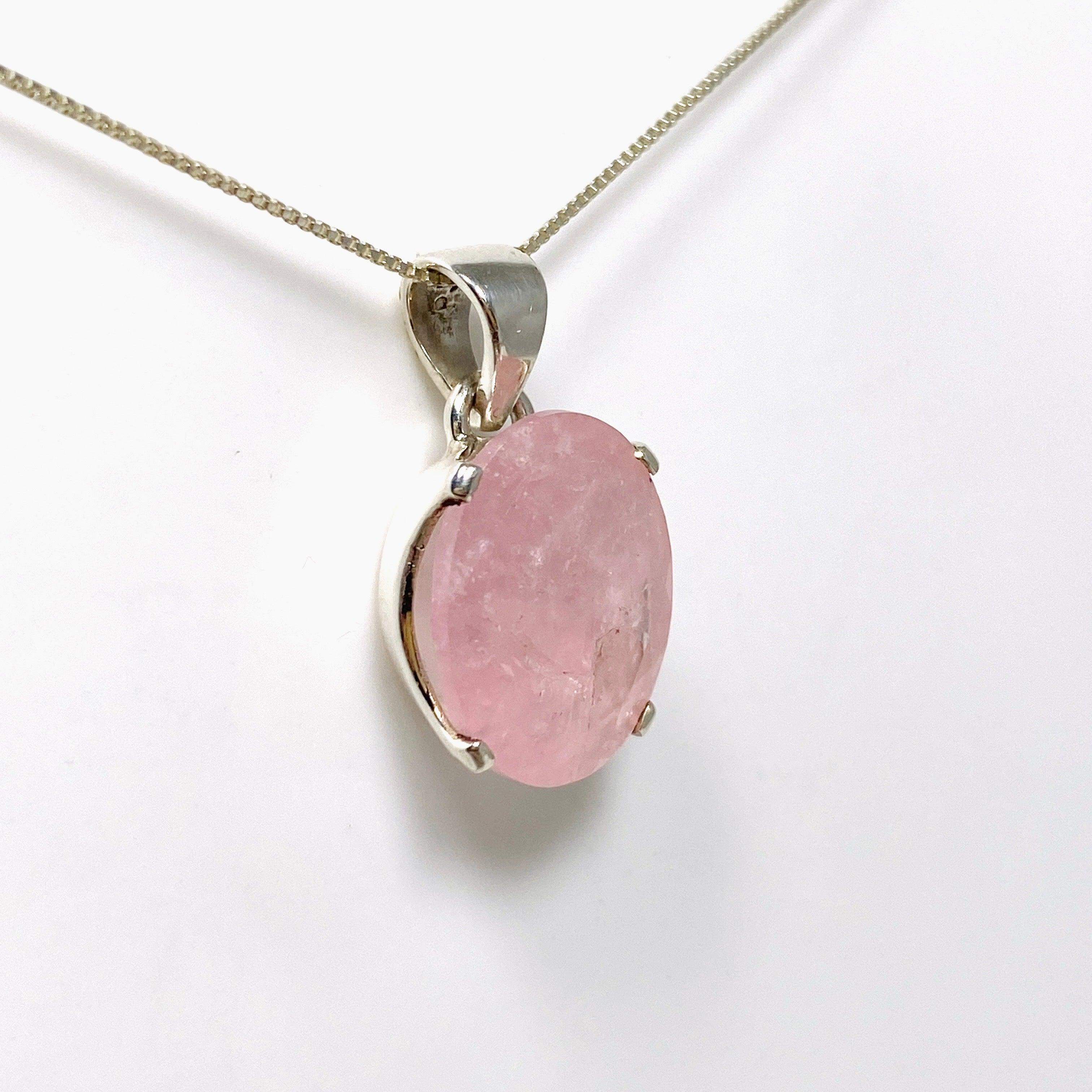 Morganite Faceted Oval Pendant Necklace PPGJ688 - Elegant Jewelry Gift for Women, Perfect for Weddings, Anniversaries & Special Occasions