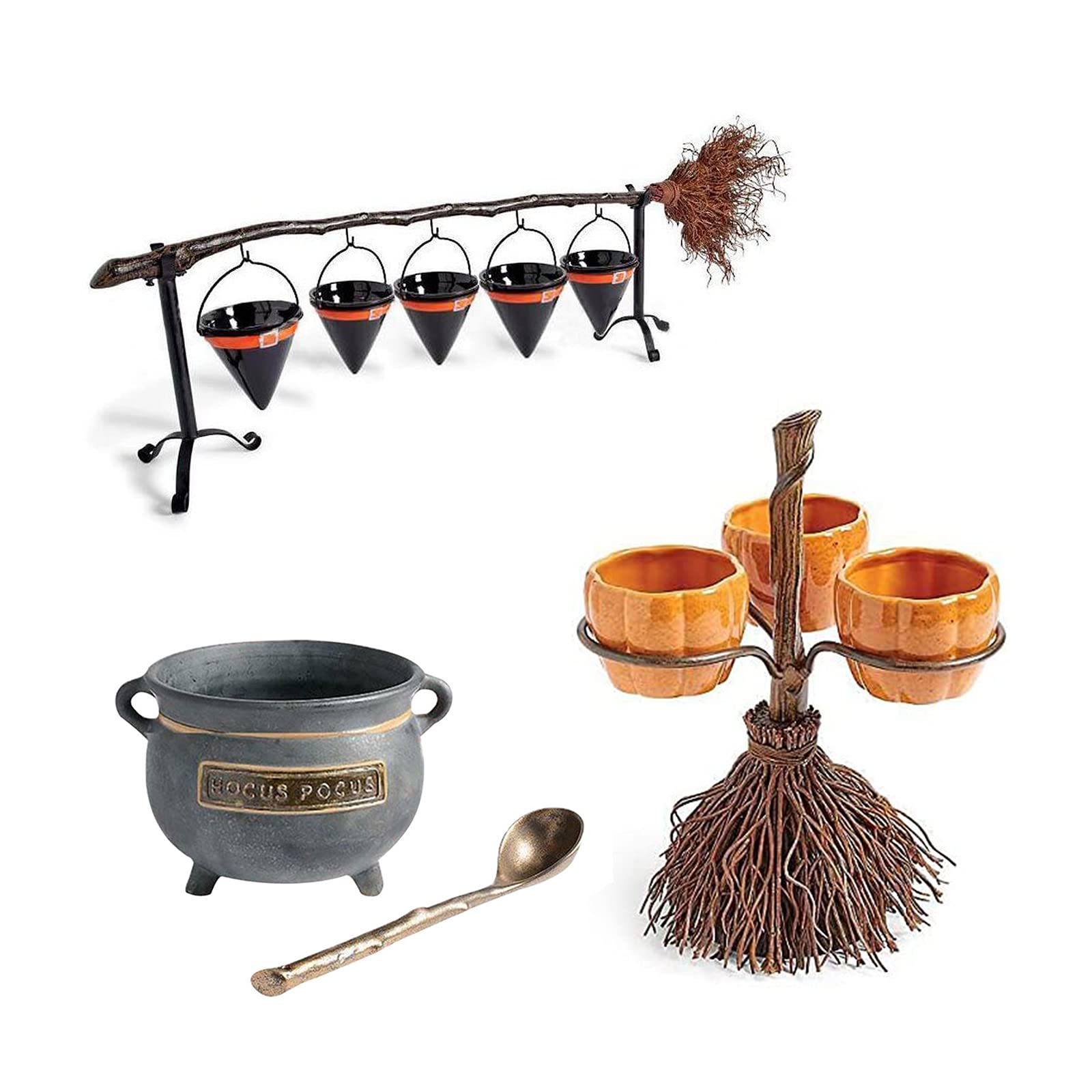 Halloween Pumpkin Broomstick Snack Bowl Stand - 3 Tier Candy Holder, Dessert Stand & Fruit Plate for Halloween Party Decorations, Kitchen Serving Tray - Perfect for Trick or Treat, Holiday Gatherings & Home Decor
