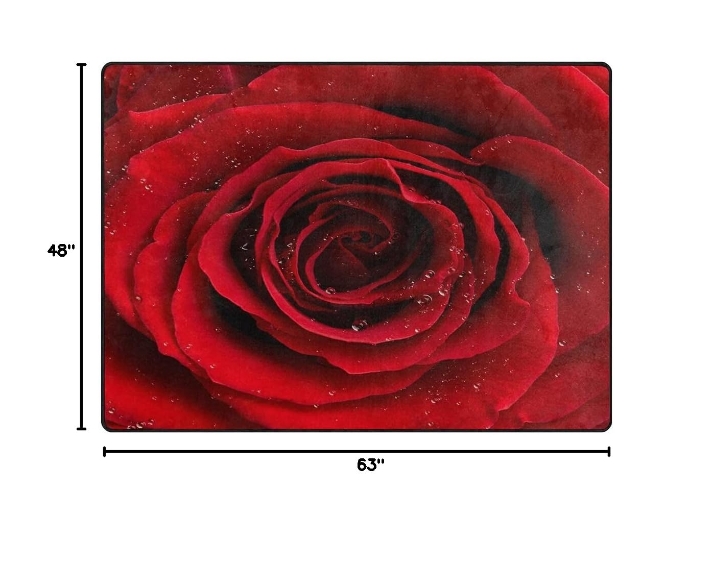 ALAZA Red Rose Flower with Raindrop Valentine's Day Area Rug - 5'3