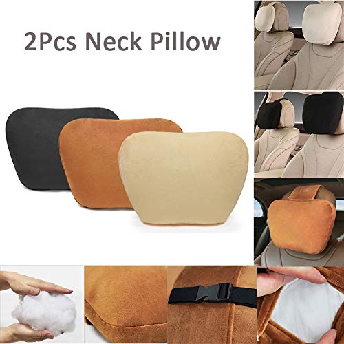 2PCS Premium Car Headrest Neck Pillow for Mercedes-Benz Maybach - Soft Suede Cover with Lumbar Support | Perfect for Long Drives & Road Trips