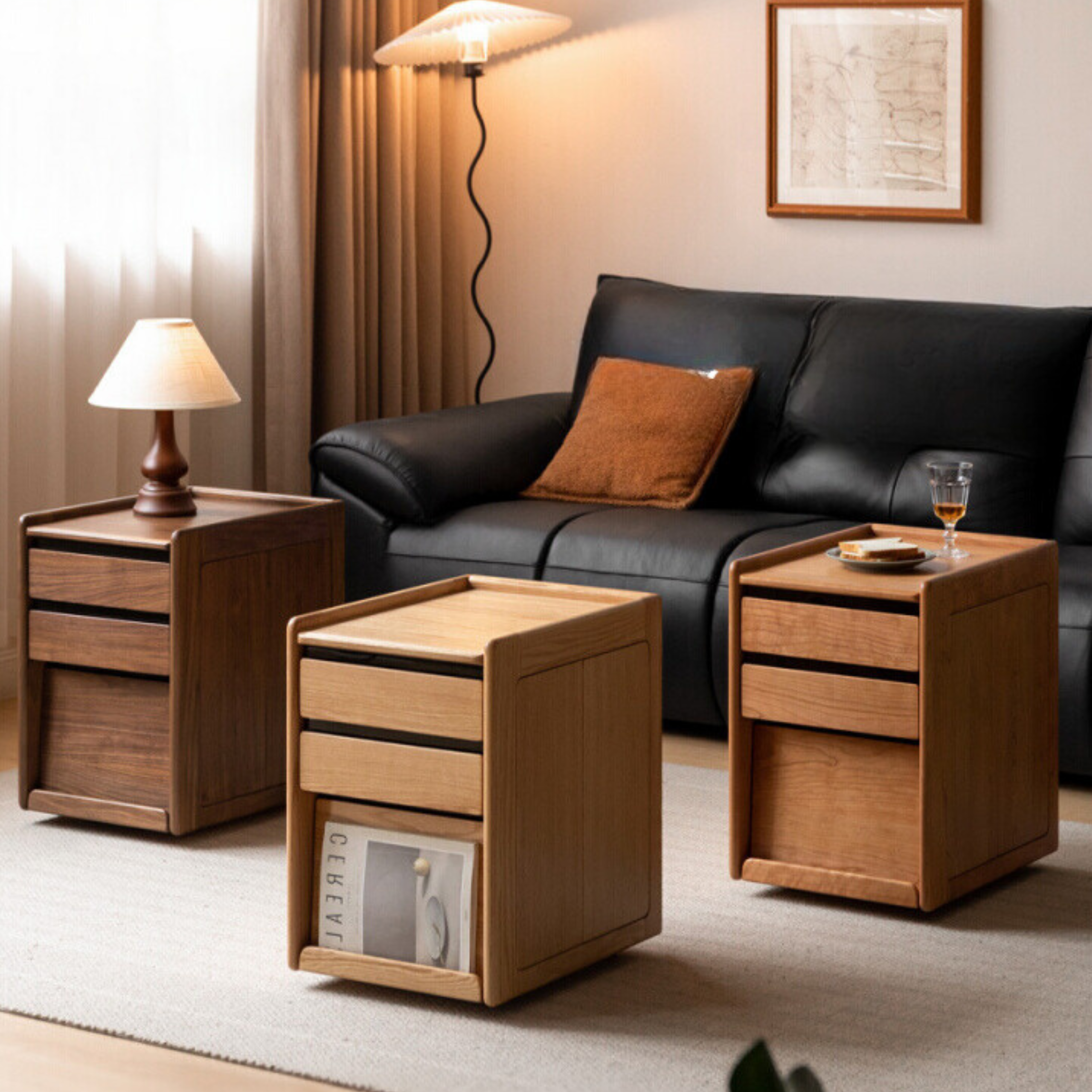 Solid Wood Bookcase - Oak, Cherry, Black Walnut - Multifunctional Home Office & Living Room Storage Shelf
