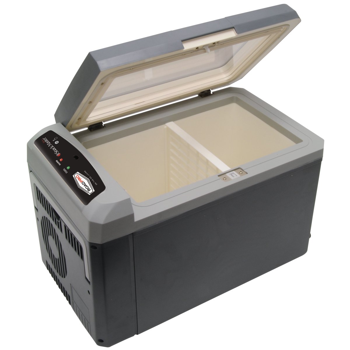 RoadPro RP5653SF 12V Portable Cooler and Warmer for Car, Truck, RV - Medium Size Gray Snackmaster - Perfect for Road Trips, Camping & Office Lunch Storage