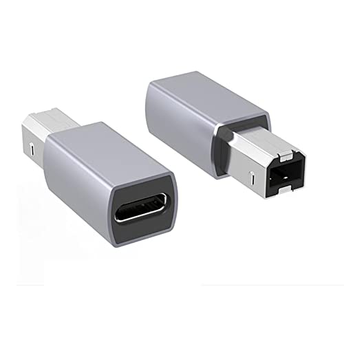 USB C to USB B Adapter 2 Pack - USB Type C Female to USB 2.0 Male Printer Cable Converter for Printers, Scanners, MIDI Keyboards - Compatible with MacBook, iPad Pro, Samsung Galaxy (Home Office & Music Studio Use)