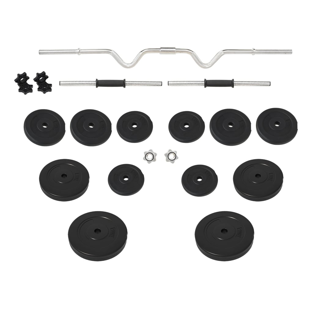 vidaXL Adjustable Curl Barbell and Dumbbell Set with 60kg Weight Plates - Home Gym Strength Training Equipment for Arms, Shoulders & Back Workouts