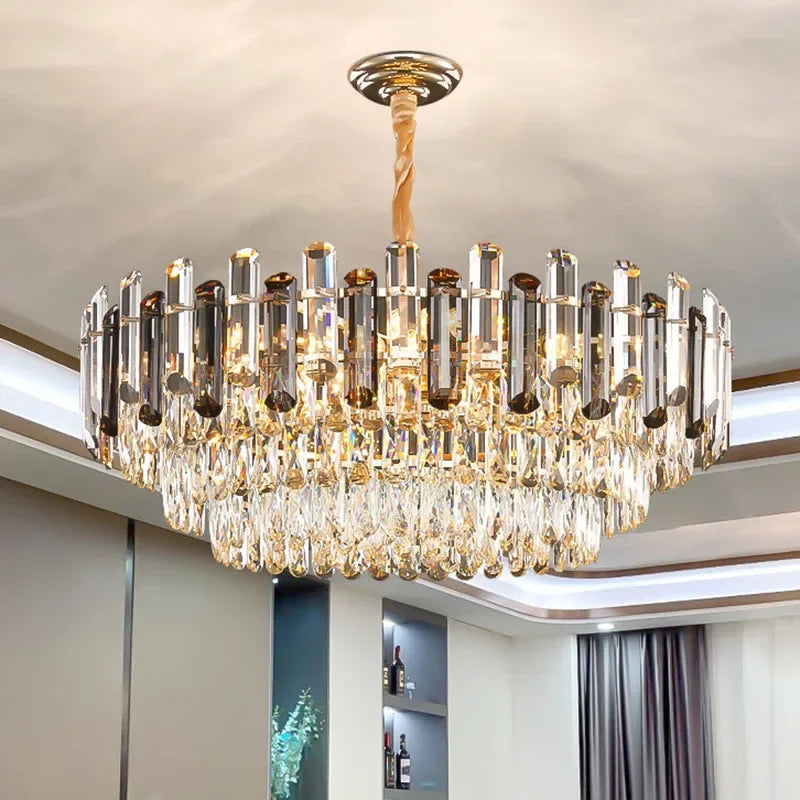 Luxury Modern Crystal Round Chandelier - Elegant Ceiling Light Fixture for Dining Room, Living Room & Bedroom Lighting Decor