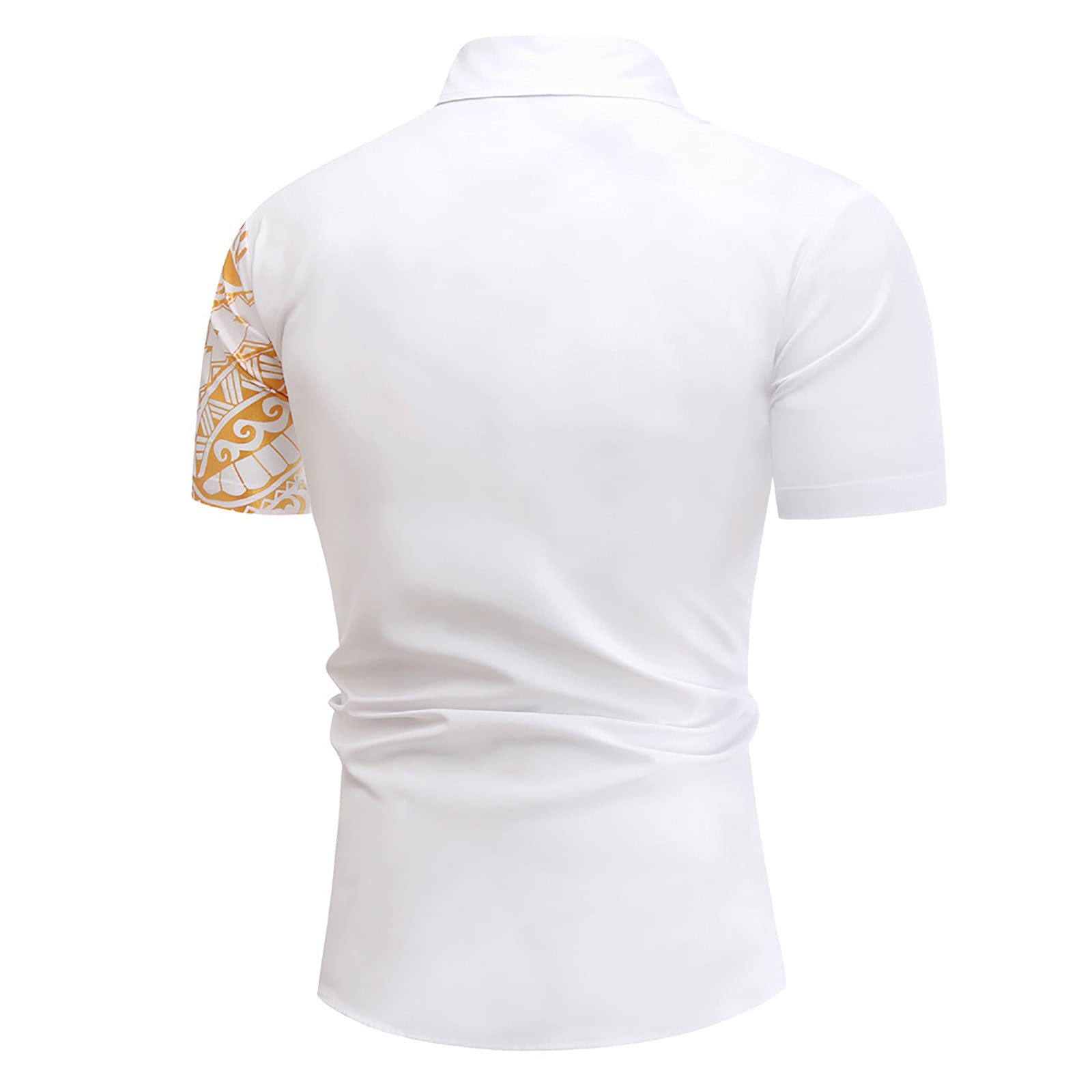 Men's Casual Short Sleeve Button Down Shirt with Tattoo Print - Summer Fashion Bronzing Dress Shirt for Streetwear, Parties & Outdoor Activities