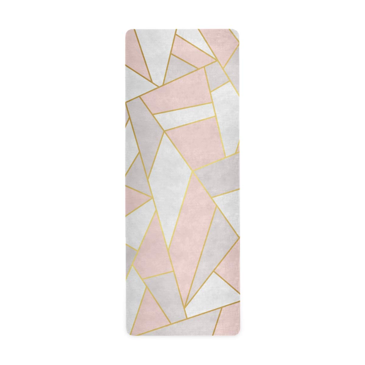 ALAZA Rose Gold Pink Geometric Marble Yoga Mat - Non-Slip, Foldable Exercise Mat for Women & Girls | Perfect for Hot Yoga, Pilates, Home Workouts & Gym Sessions