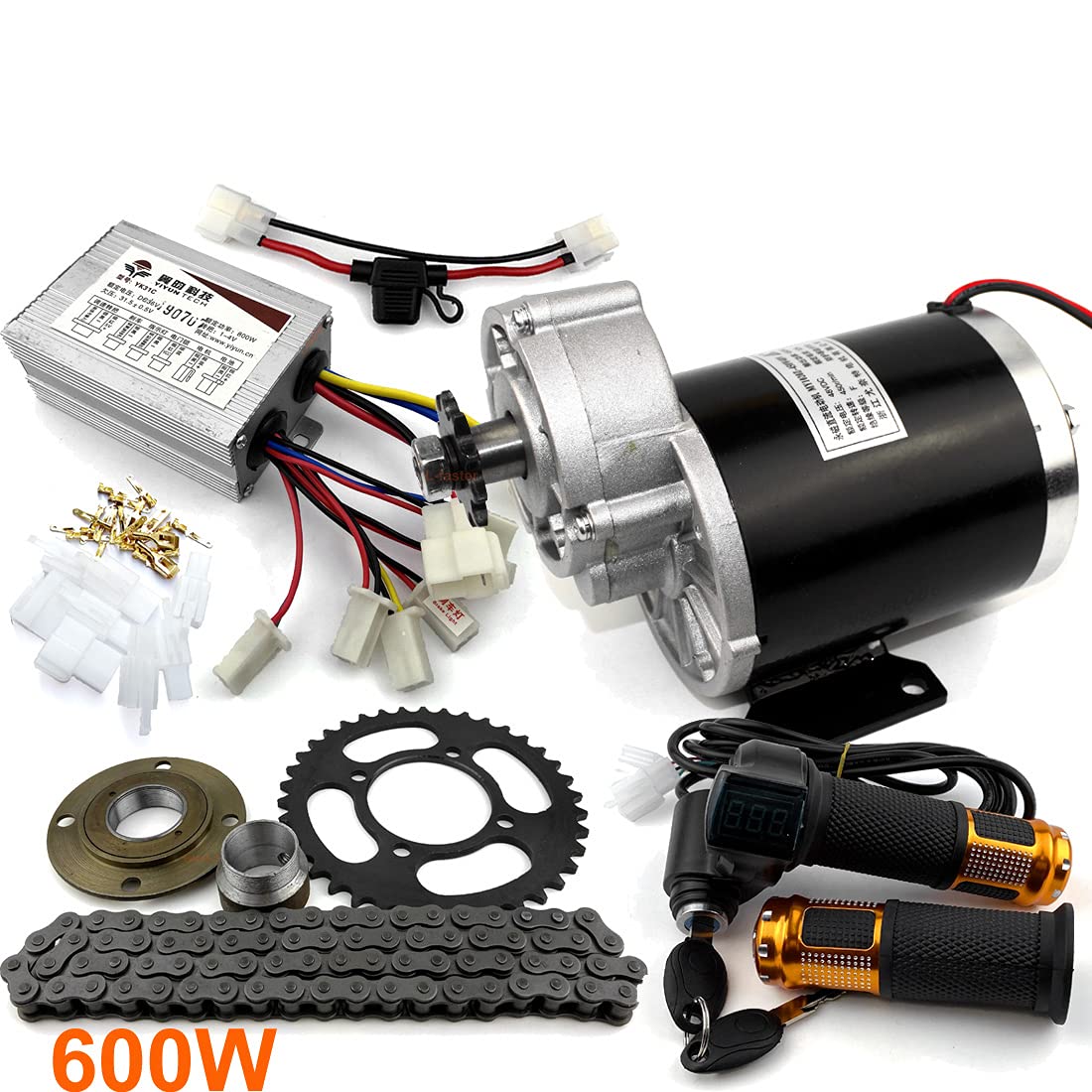 36V 48V 600W Electric Tricycle Conversion Kit - 4 Wheel E-Bike Motor Kit with Throttle & 420 Chain Drive System - Perfect for Cargo Hauling, Senior Mobility & Eco-Friendly Transportation