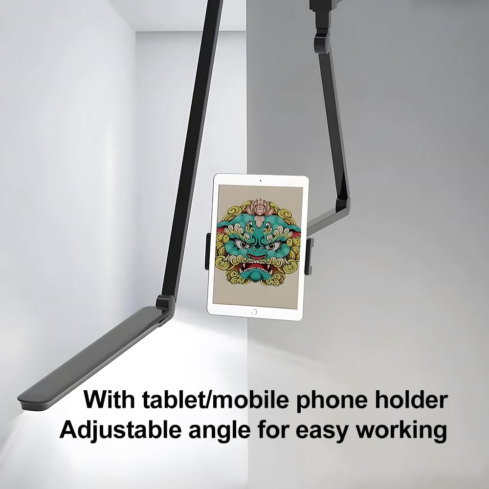 Professional Tattoo Artist Light - 360° Adjustable Swing Arm with Remote Control, 5 Color Temperatures & Stepless Dimming, Ceiling Mounted (Requires Hole Punch Installation) - Perfect for Tattoo Studios, Home Bedroom, Study Room & Live Streaming Setup