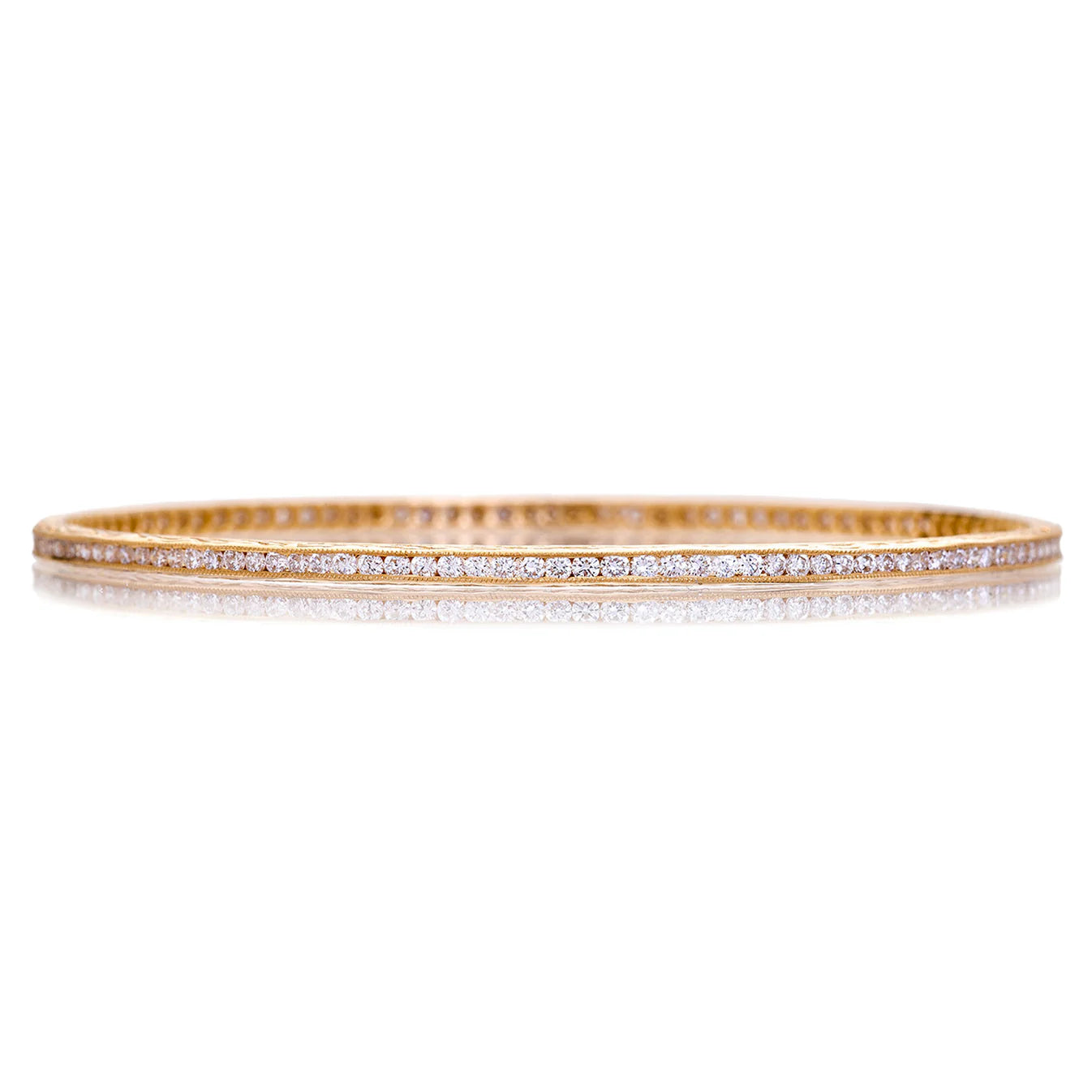 Sethi Couture Channel Set White Diamond Bangle Bracelet for Women - Elegant 14K Gold Jewelry for Weddings, Parties & Special Occasions