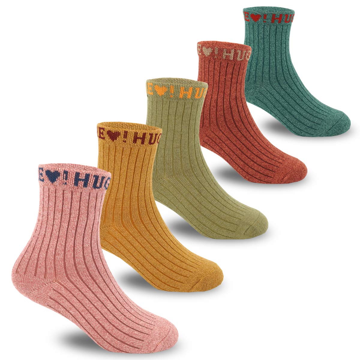 Boys Cotton Crew Socks 5-Pack - Soft Breathable Kids Socks for School, Sports & Everyday Wear