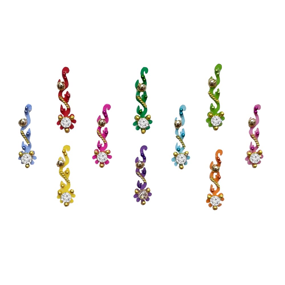 Handcrafted Multicolor Bridal Bindi for Women - 14mm Traditional Indian Forehead Jewelry (BIN009) | Perfect for Weddings, Festivals & Special Occasions