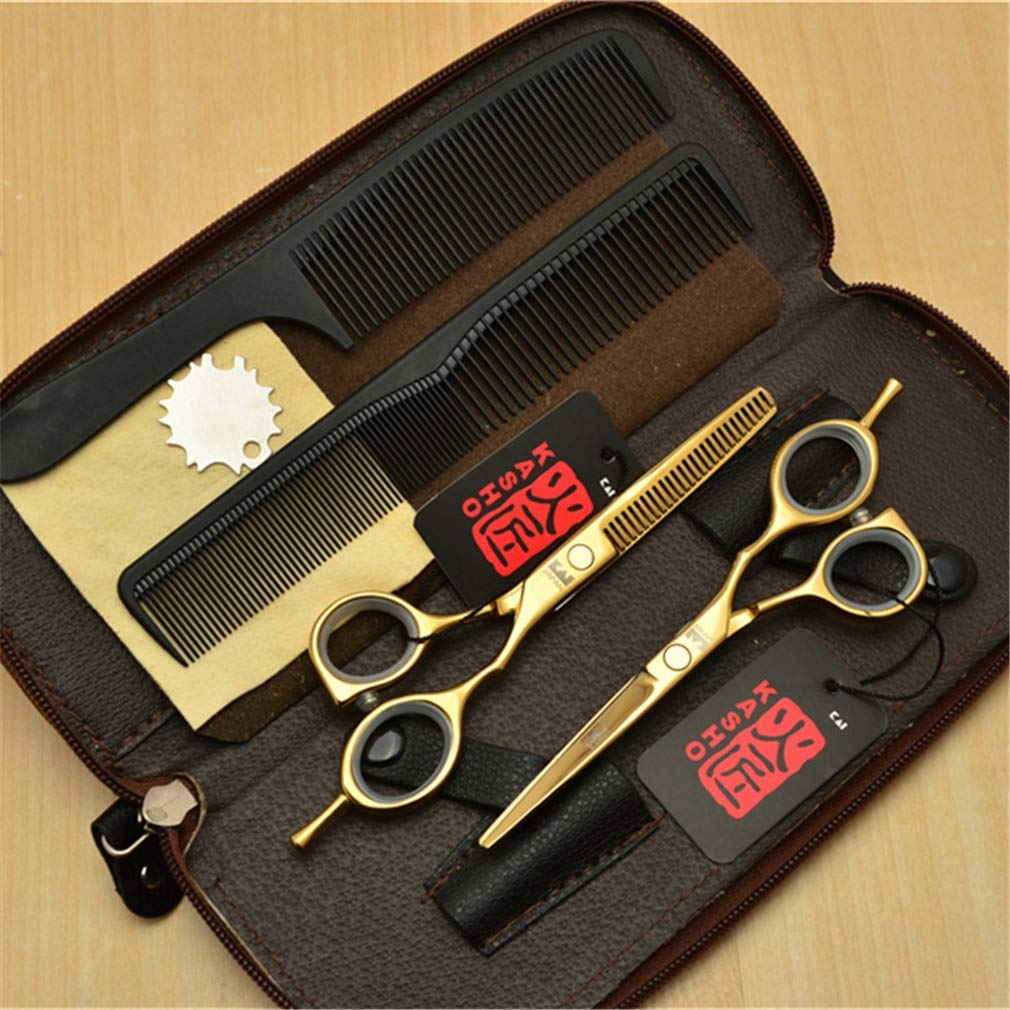 Professional Hair Cutting Scissors Set - 5.5 Inch Stainless Steel Hairdressing Shears (Straight & Thinning Scissors) for Barber Salon, Stylists & Home Haircuts - Perfect for Men, Women & Kids Hair Styling