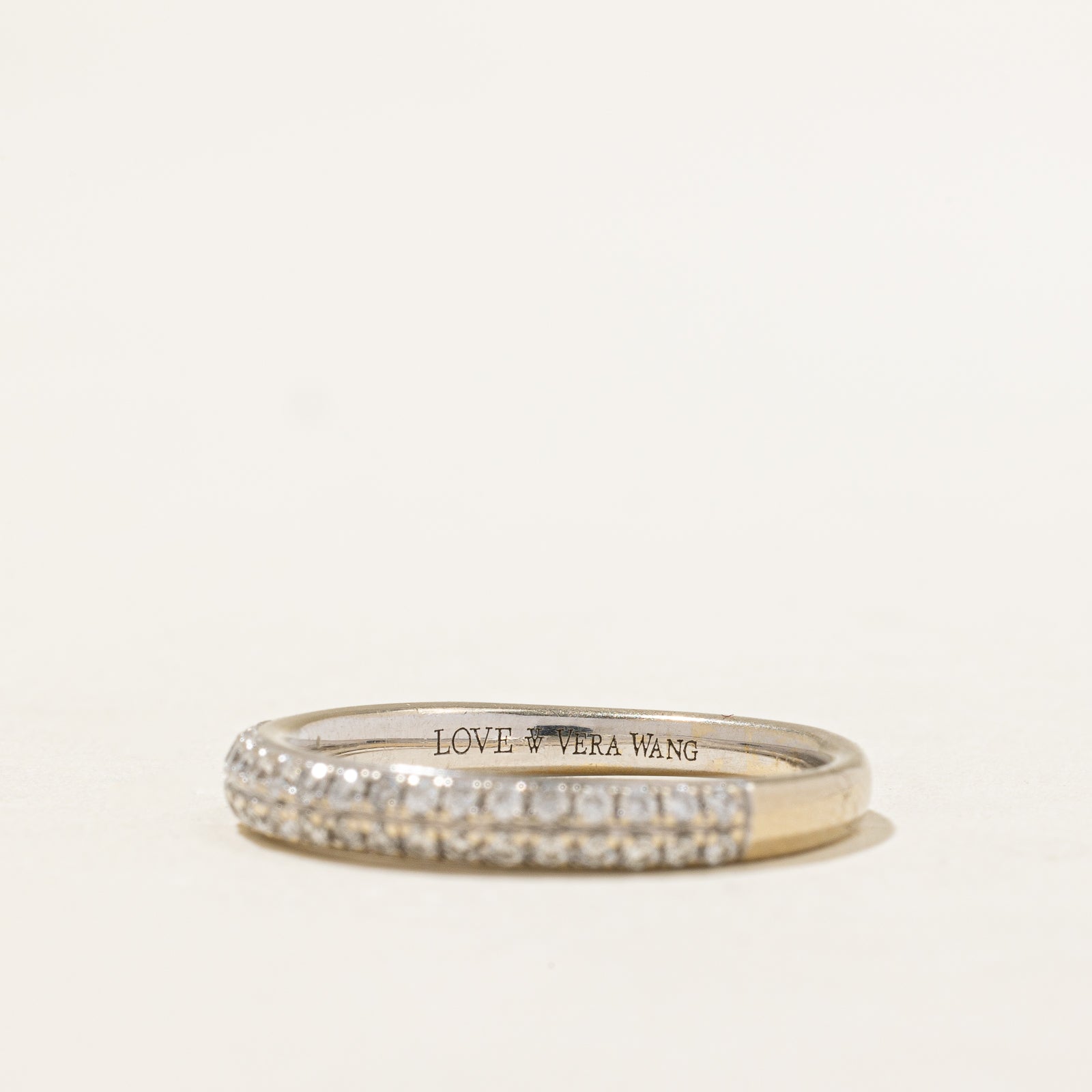 Vera Wang Double Row Semi Eternity Diamond Wedding Band Ring - 0.33 Carat Total Weight (CTW) - Size 6.25 - Perfect for Anniversary Gifts, Engagement Rings & Bridal Jewelry