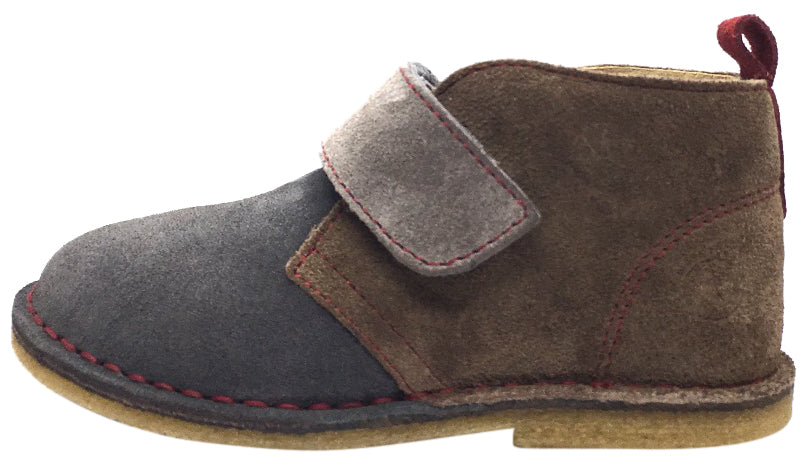 Naturino Boys' Grey & Brown Suede Chukka Boots - Classic Two-Tone Design with Hook & Loop Closure - Perfect for School, Outdoor Play, and Casual Wear