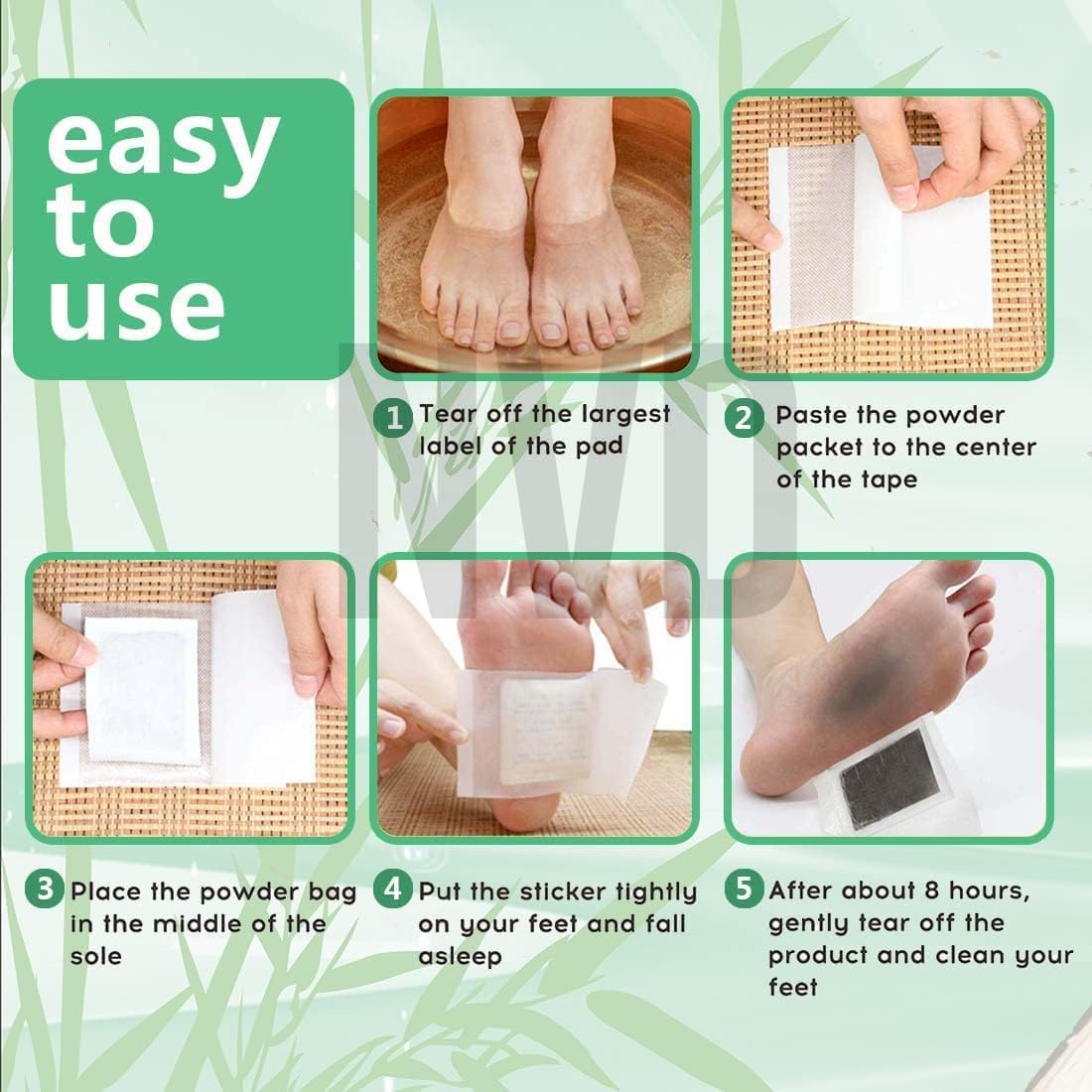 NVD Detox Foot Patches - Natural Bamboo Vinegar & Ginger Foot Pads for Cleansing, Toxin Removal & Foot Pain Relief (20 Pads) | Stress Relief & Better Sleep Solution for Home Spa & Wellness Routine