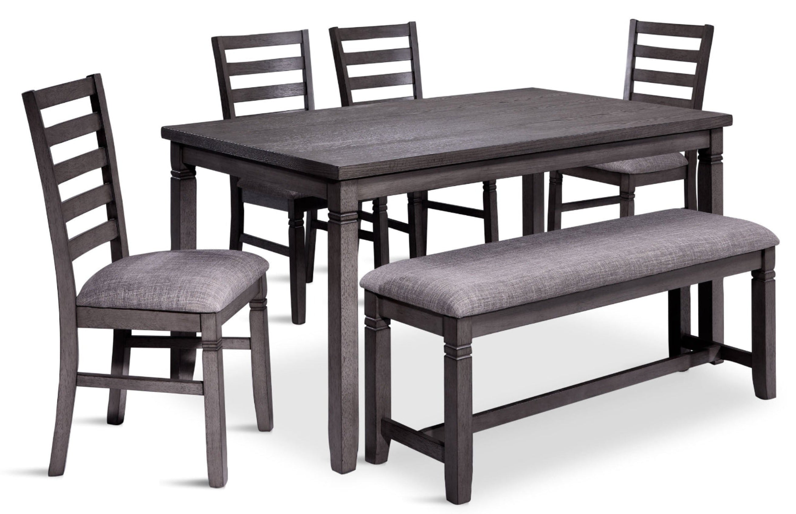 Breeze 6-Piece Dining Set in Dark Grey - Modern Kitchen & Dining Room Furniture for Small Spaces