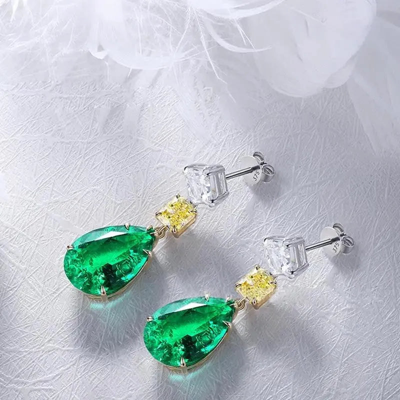 10K Gold Lab-Created Emerald Earrings with Moissanite – Hydrothermal Emerald Fine Jewelry for Women – Perfect for Parties, Weddings & Gifts