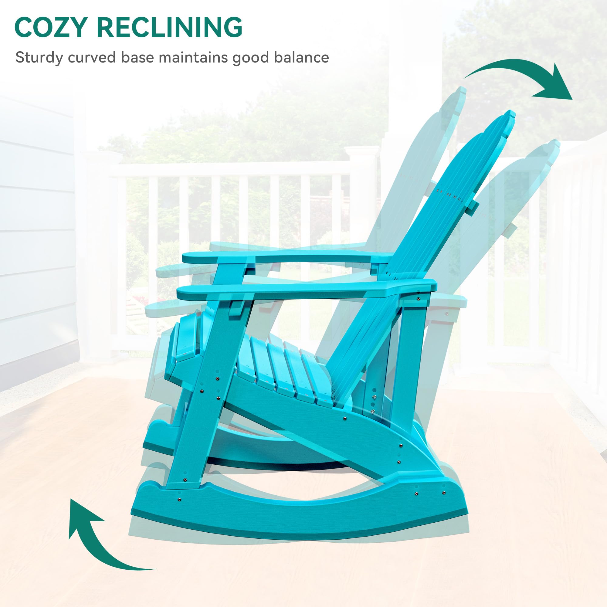 YITAHOME Heavy Duty Outdoor Rocking Adirondack Chair Set of 2 - Durable Plastic Rockers with Swivel Cup Holder, Wide Comfortable Seating for Garden, Patio, Poolside, Beach & Backyard Relaxation - Perfect for Lounging, Sunbathing and Outdoor Gatherings
