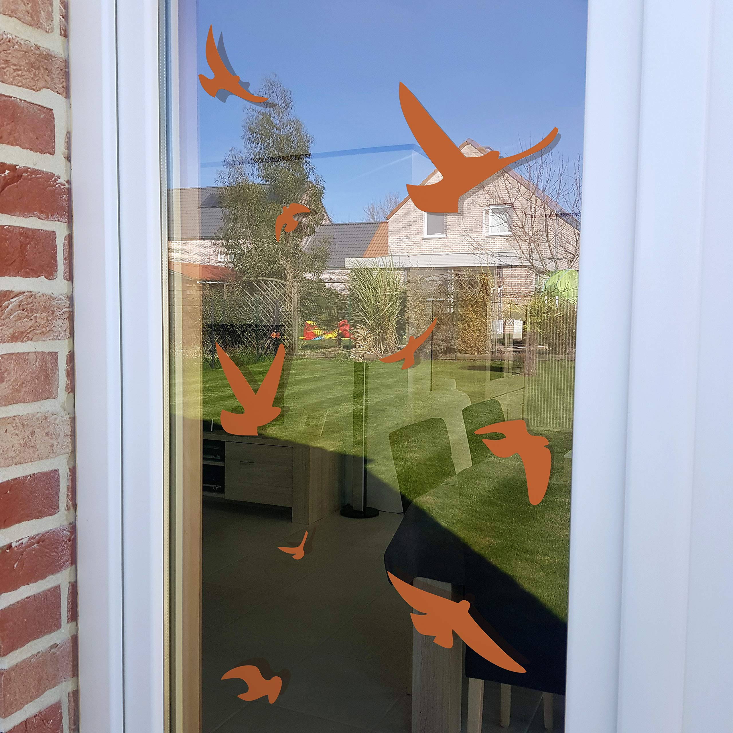 Anti-Collision Window Decals for Birds - 17 Pack Nut Brown Bird Strike Prevention Stickers - UV Resistant Window Clings to Protect Birds from Glass Collisions (Perfect for Homes, Offices & Schools)
