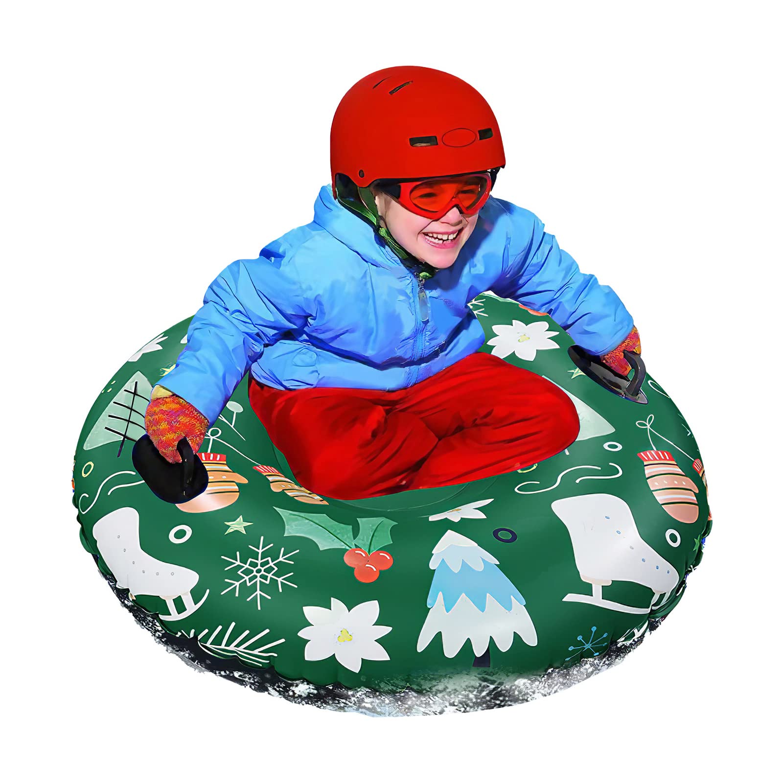 Inflatable Snow Tube with Handle - Durable for Kids & Adults - Winter Sledding Fun
