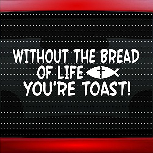Christian Car Sticker - 'Without The Bread of Life You're Toast' Vinyl Decal for Truck Window - Pink Color - Perfect for Religious Expression & Car Decoration