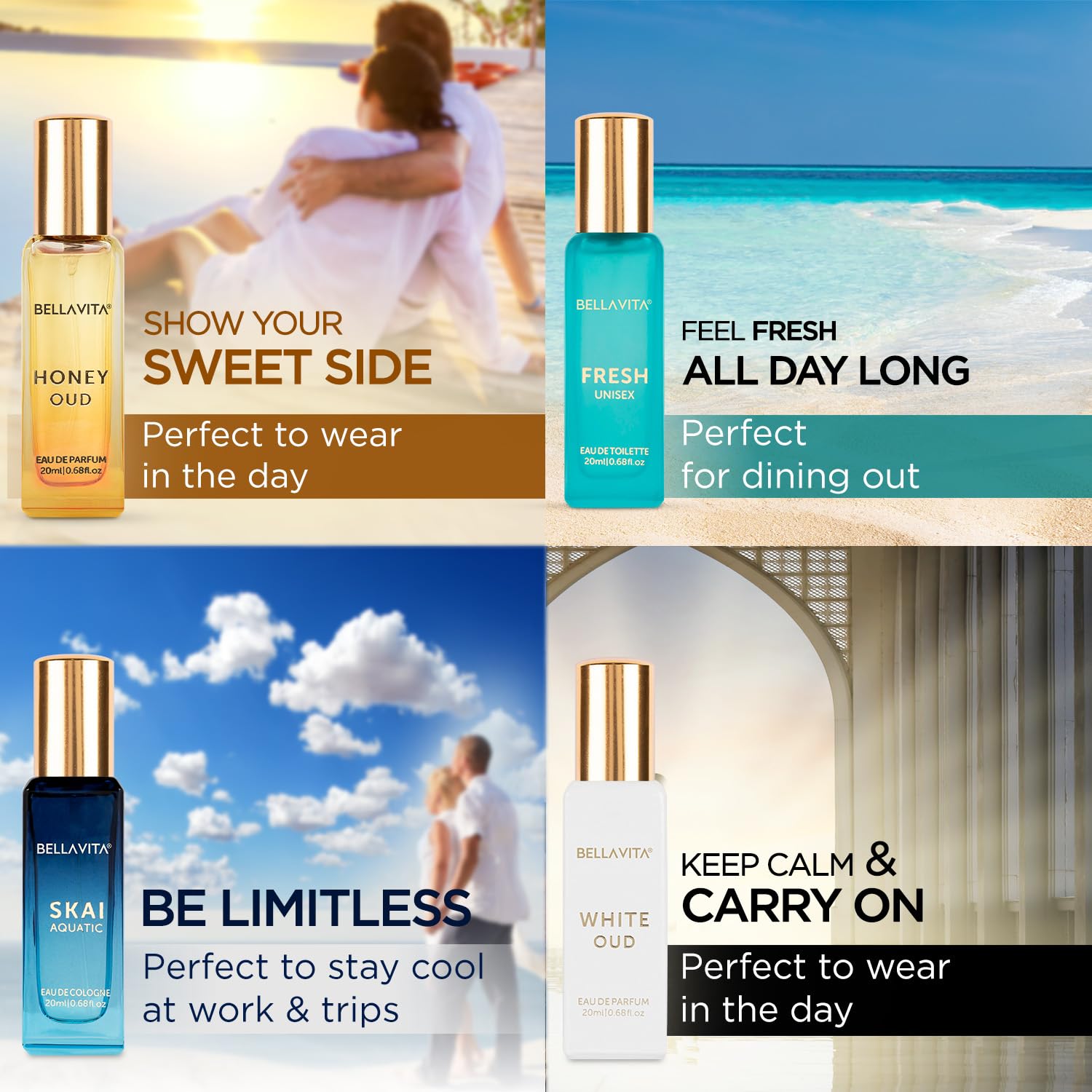 Luxury Women's Perfume Gift Set - 8 x 20ml Eau de Parfum (5.41 fl oz) | Date, Senorita, Skai, Fresh, White Oud, Glam, Rose & Honey Oud Scents | Vanilla, Floral, Musk, Marine, Citrus & Oud Fragrances | Perfect for Dating, Parties, Work & Special Occasions