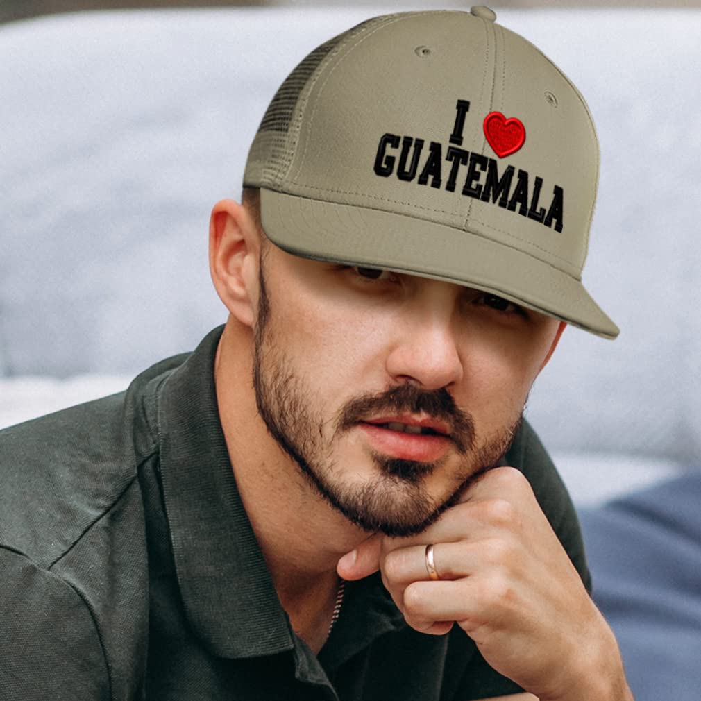 Trucker Hat Baseball Cap - I Love Guatemala Cotton Dad Hats for Men & Women - Adjustable Snapback Black - Perfect for Outdoor Activities, Travel & Casual Wear