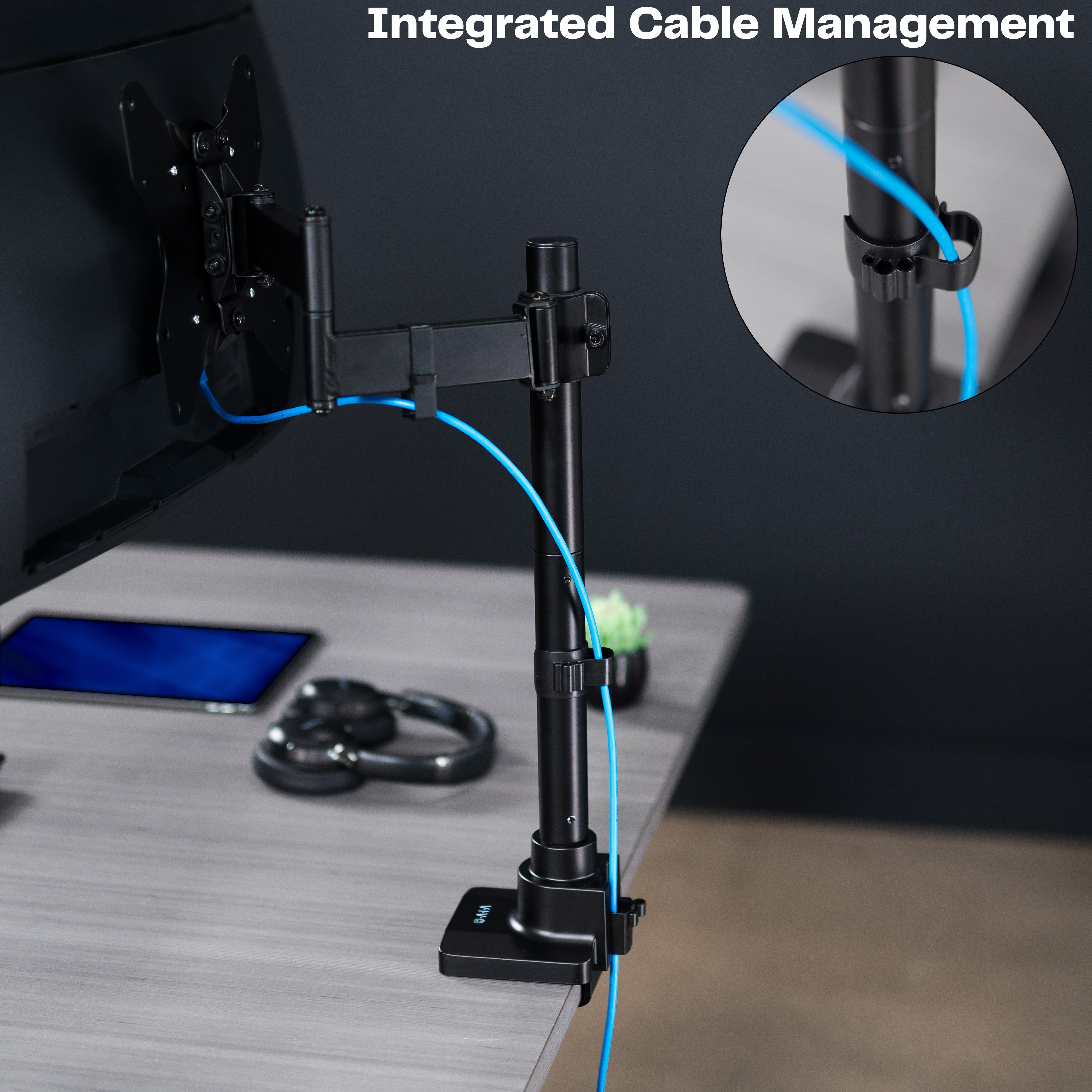 Adjustable Articulating TV Wall Mount for Flat Screen TVs - Single Arm Desk Mount Bracket - Perfect for Home, Office, and Dorm Room TV Setup
