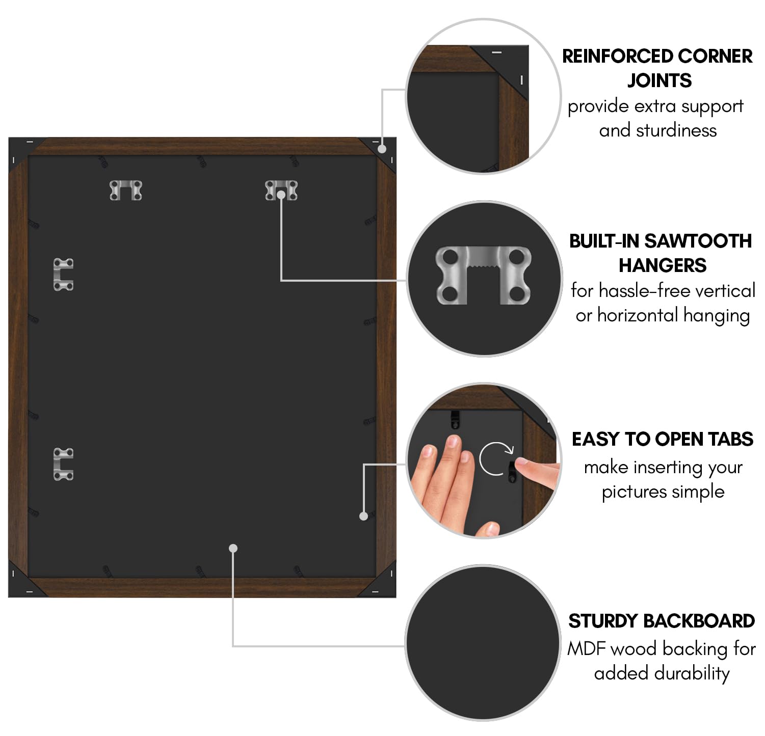Americanflat 20x24 Walnut Picture Frame - Engineered Wood Wall Display for Home & Office Decor