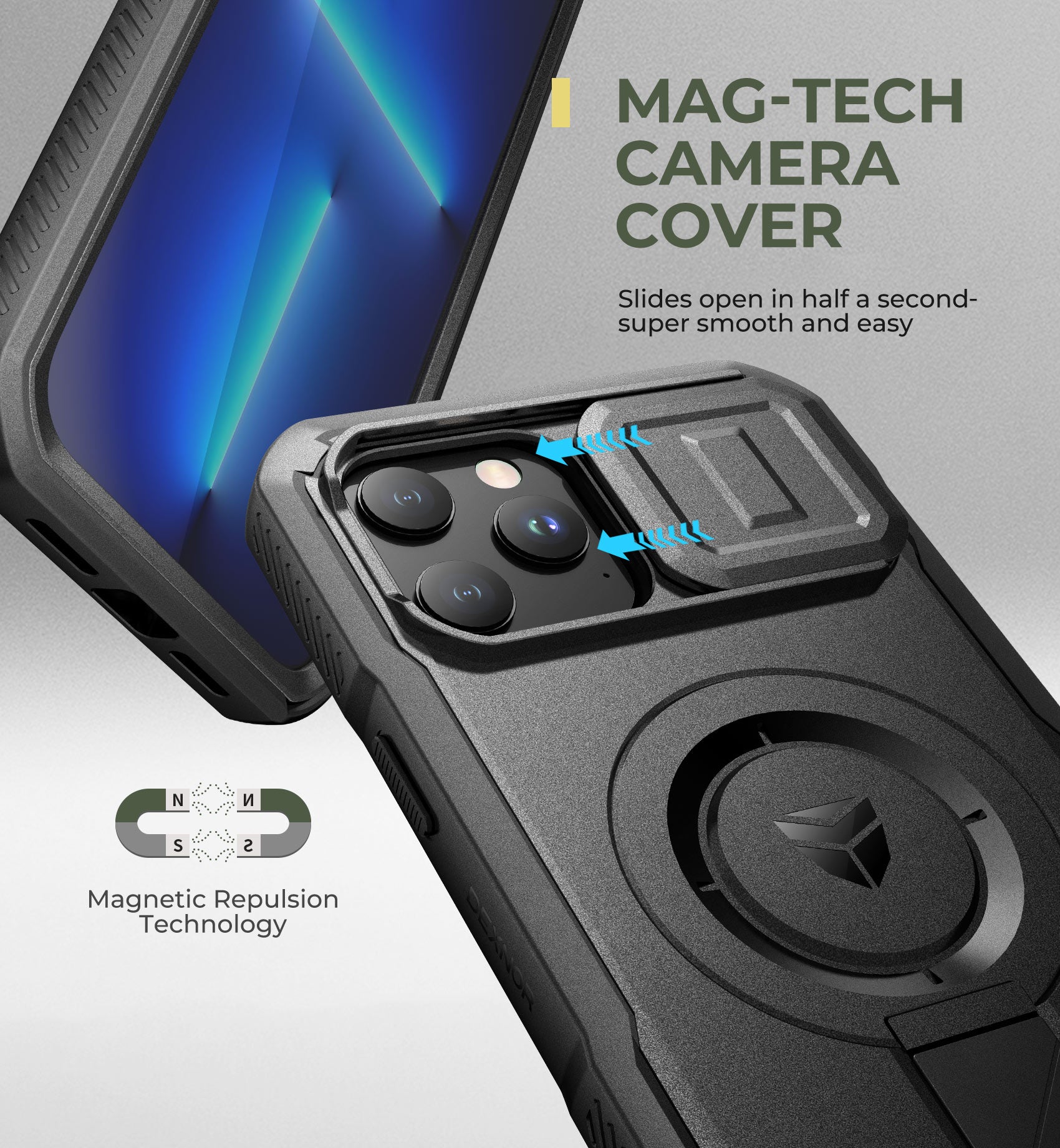 Durable Shockproof Case for iPhone 12/13 Pro Max with Built-in Screen Protector, Slide Camera Cover & 360° MagSafe Compatible - Perfect for Outdoor Adventures, Work & Travel Protection
