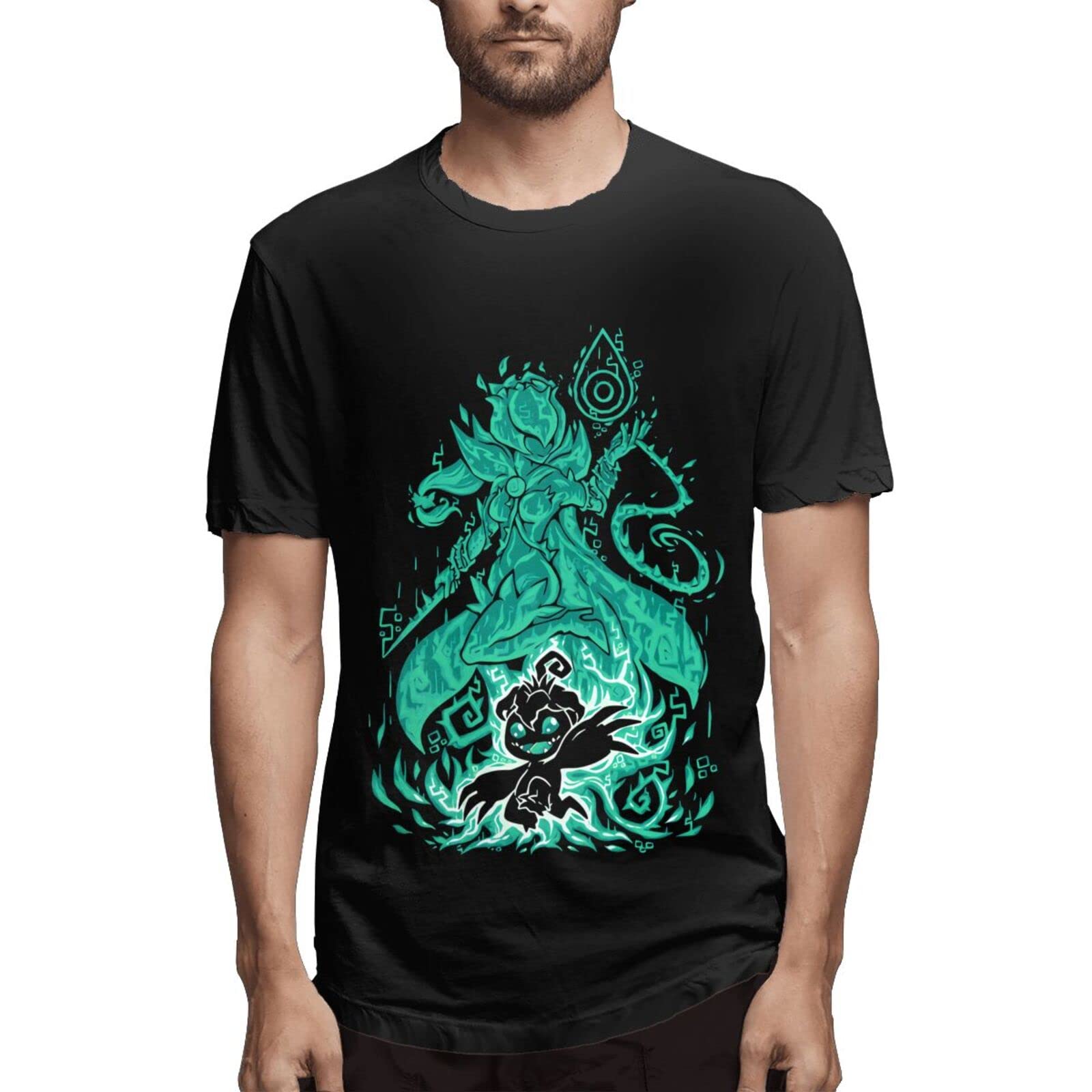 Digimon Anime Palmon Rosemon Men's Casual Short Sleeve T-Shirt - Summer Round Neck Cotton Tee for Cosplay, Gaming & Anime Conventions