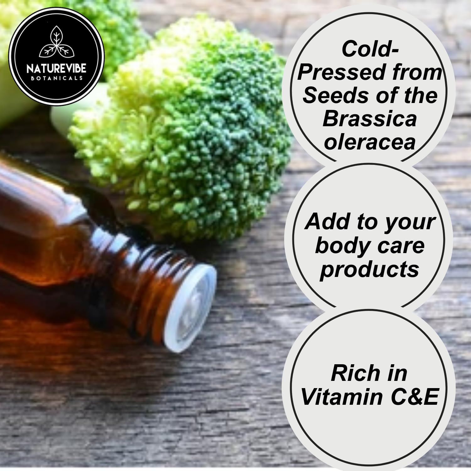Naturevibe Botanicals Organic Broccoli Oil & Argan Oil Combo - 32oz Each | Cold-Pressed, Unrefined for Hair, Skin & Nail Care | Perfect for DIY Beauty Recipes & Massage Therapy
