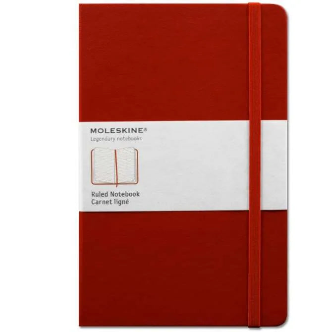 Premium Moleskine Ruled Large Hardcover Notebook - Classic Red | 5.25